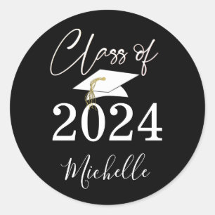 Sticker Rond Graduation Black Script Classe de 2024