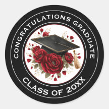 Graduation Cap & Red Roses Class of 20XX 