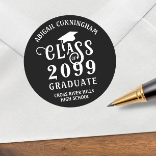 Sticker Rond Graduation Classe élégante Année Couleur personnal