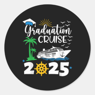 Sticker Rond Graduation Cruise 2025 Graduate Hawaii Beach Summe