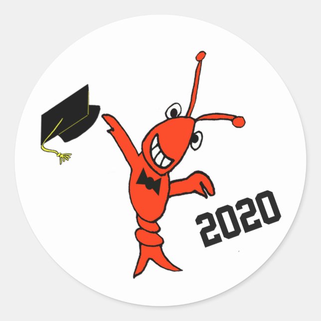 Sticker Rond Graduation de l'écrevisse mignonne (Devant)