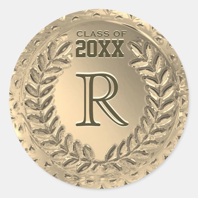 Sticker Rond Graduation de l'huile d'or de Monogramme Faux sur  (Devant)