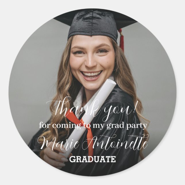 Sticker Rond Graduation de Merci personnalisée (Devant)