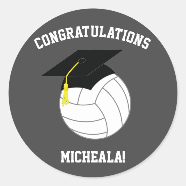 Sticker Rond Graduation de volleyball gris (Devant)