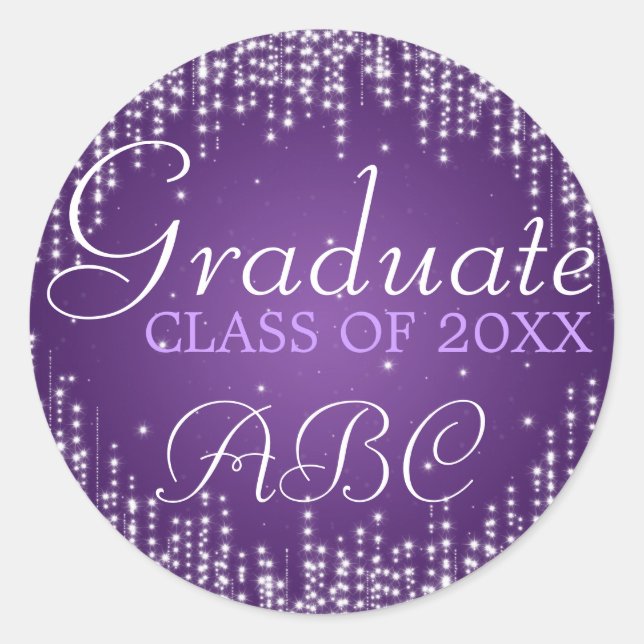 Sticker Rond Graduation Élégante Nuit Éblouissante Violet (Devant)