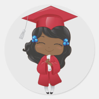 Sticker Rond Graduation en rouge