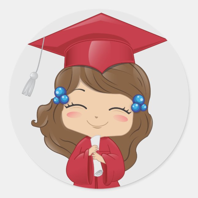 Sticker Rond Graduation en rouge (Devant)