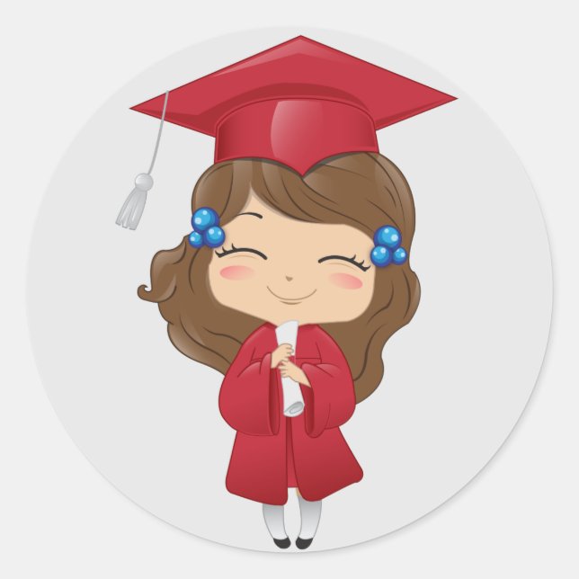 Sticker Rond Graduation en rouge (Devant)