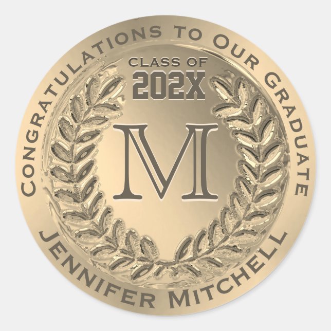 Sticker Rond Graduation Faux Gold Foil (Devant)