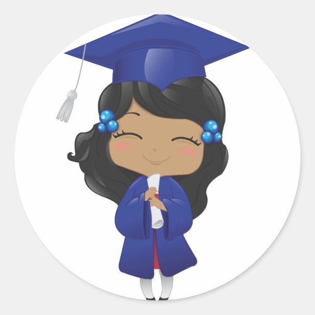 Sticker Rond Graduation fille en bleu (Devant)