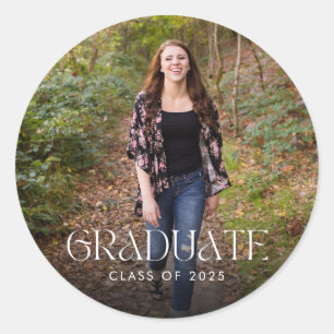 Sticker Rond Graduation Girl Photo Graduation Party Favoriser