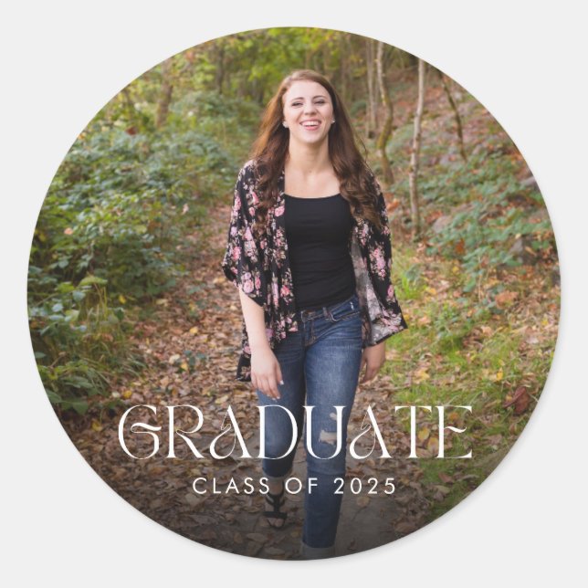 Sticker Rond Graduation Girl Photo Graduation Party Favoriser (Devant)