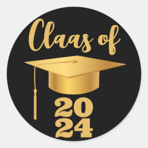 Sticker Rond Graduation Maroon Metallic Gold Classe Année