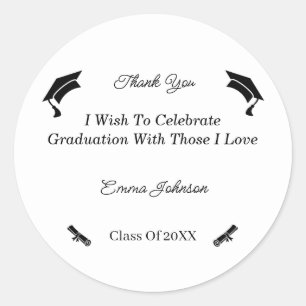 Sticker Rond Graduation Minimaliste Customisée Noir Et Blanc