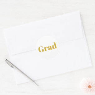 Sticker Rond Graduation minimaliste or et blanc