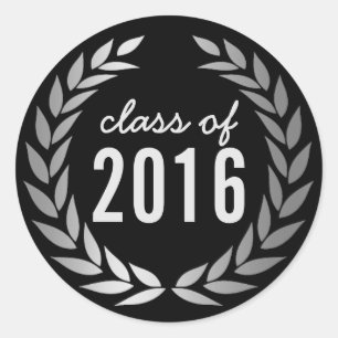 Sticker Rond Graduation moderne Silver Laurel Wreath