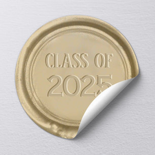 Sticker Rond Graduation Monogramme Or cire Sceau