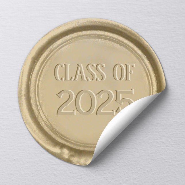 Sticker Rond Graduation Monogramme Or cire Sceau (Créateur téléchargé)