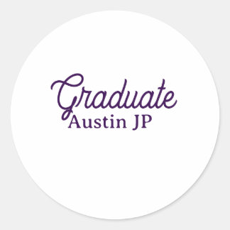 Sticker Rond Graduation name purple simple minimal stylish call