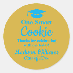 Sticker Rond Graduation One Smart Cookie To go Grad Treat Favor