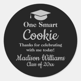 Sticker Rond Graduation One Smart Cookie To go Grad Treat Favor