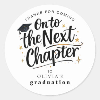 Sticker Rond Graduation Party Modern Trendy Next Chapter