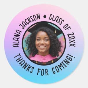 Sticker Rond Graduation personnalisée Photo Gradient Merci Favo