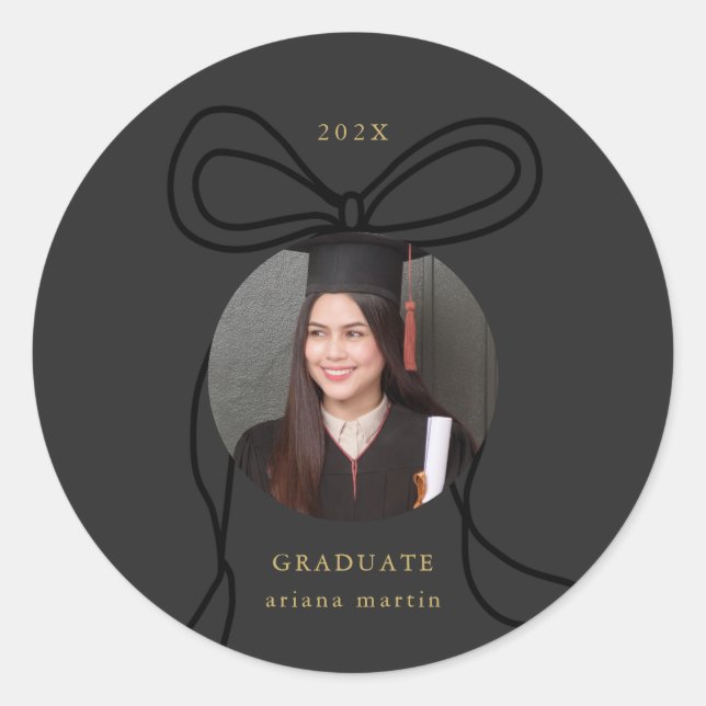 Sticker Rond Graduation photo Black Bow moderne (Devant)