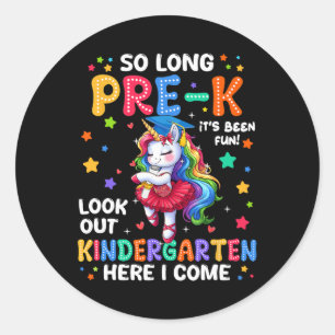 Sticker Rond Graduation pré-k 2025 Unicorn Girl Kindergarten He