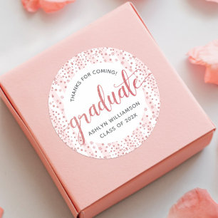 Sticker Rond Graduation Rose Rose Gold Parties scintillant Conf