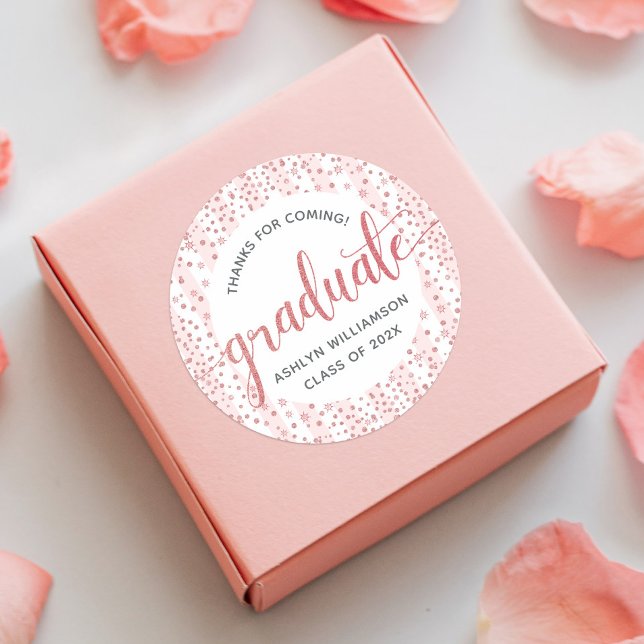 Sticker Rond Graduation Rose Rose Gold Parties scintillant Conf (Créateur téléchargé)