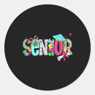 Sticker Rond Graduation Senior 2025 Retro Cl Of 2025 Coquette B