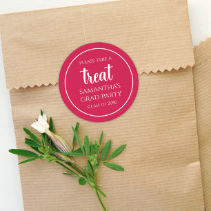 Sticker Rond Graduation Simple Minimaliste Crimson Red Treat