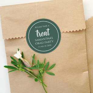 Sticker Rond Graduation Simple Minimaliste Vert foncé Traite