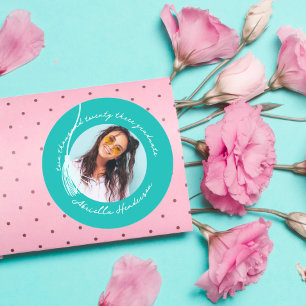 Sticker Rond Graduation Turquoise moderne et rétro