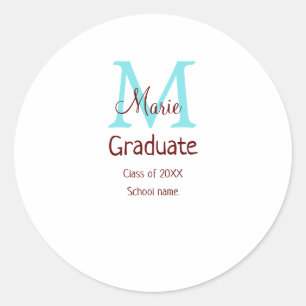 Sticker Rond Gradué ajouter nom monogramme vert rose simple min