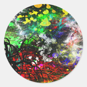 Sticker Rond Graffiti Brick Wall
