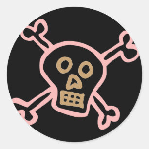 Sticker Rond Graffiti de crâne et d'os croisés mignon