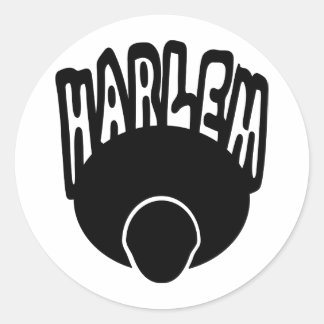 Sticker Rond Graffiti de Harlem s'élevant hors du grand Afro
