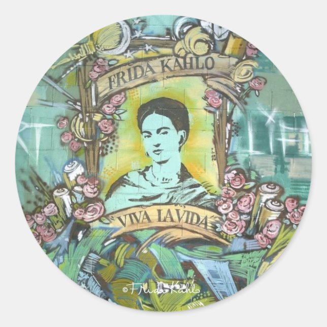 Sticker Rond Graffiti Frida Kahlo (Devant)