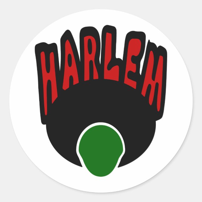 Sticker Rond Graffiti Harlem Avec Visage & Gros Afro, 3 Couleur (Devant)