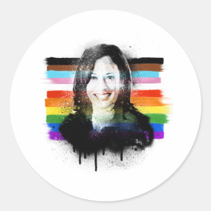 Sticker Rond Graffiti inclus Kamala Harris Pride