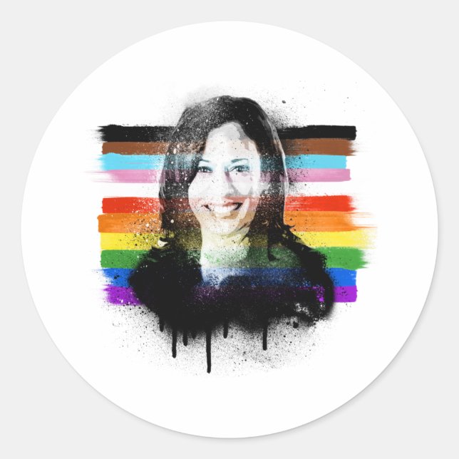 Sticker Rond Graffiti inclus Kamala Harris Pride (Devant)