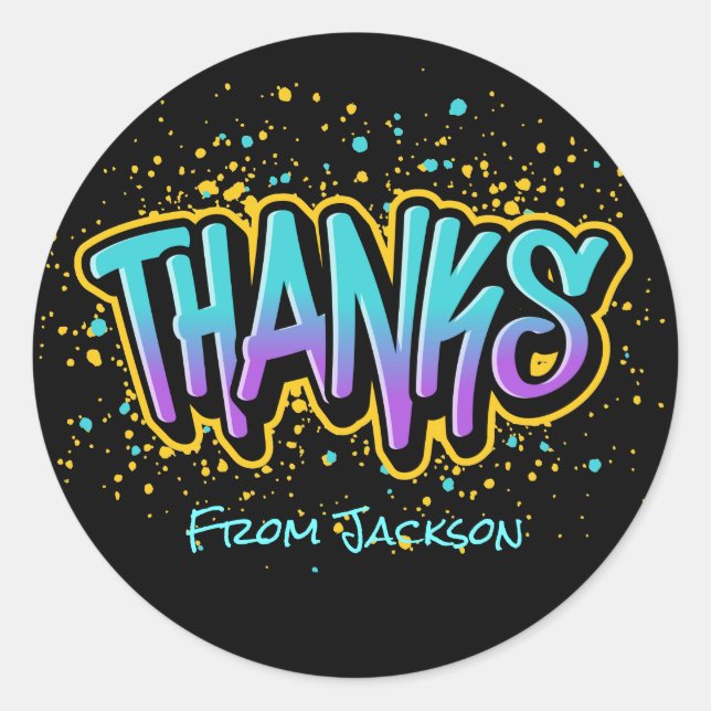 Sticker Rond Graffiti Merci (Devant)