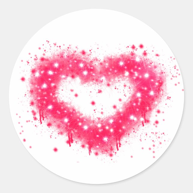 Sticker Rond Graffiti peinture rose brillant design coeur (Devant)