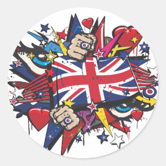 Sticker Rond Graffiti UK flag English London pop art graff