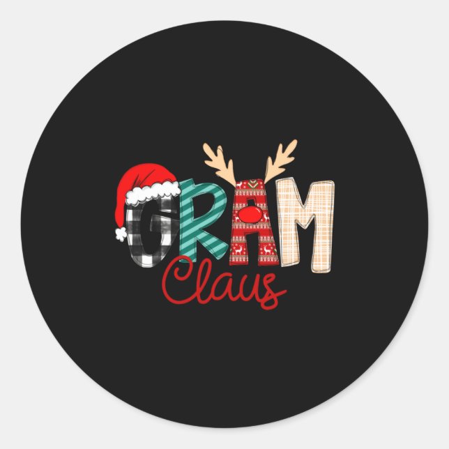 Sticker Rond Gram Claus Xmas Happy New Santa Claus Merry Christ (Devant)