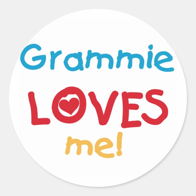 Sticker Rond Grammie m'aime T-shirts et cadeaux (Devant)