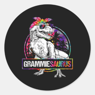 Sticker Rond Grammiesaurus Dinosaure Grammie Saurus Tissu à Mot