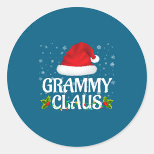 Sticker Rond Grammy Claus Lumières de Noël Pantalon de Pyjama d